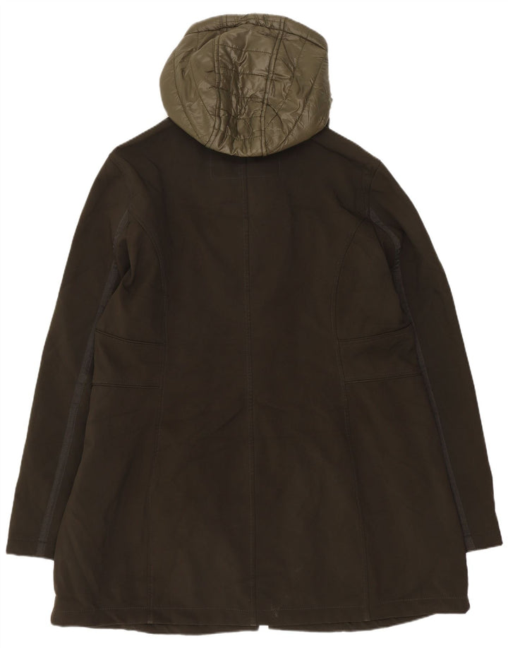 French Connection Militær overfrakke med hætte til kvinder UK 18 XL Khaki Polyester