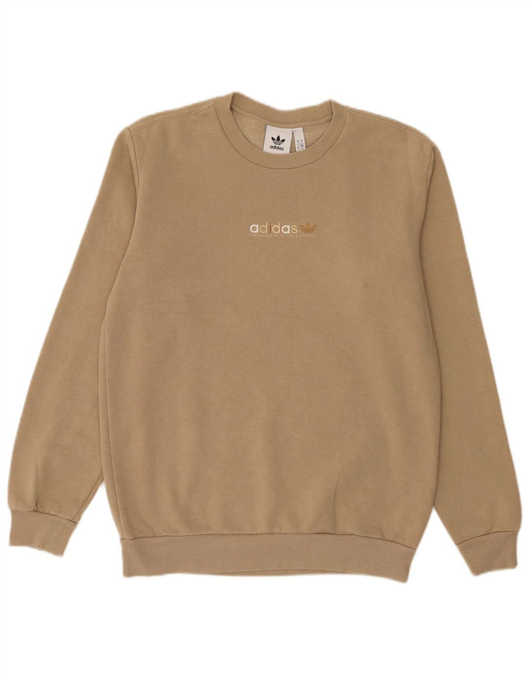 ADIDAS Mens Sweatshirt Jumper Small Beige Cotton