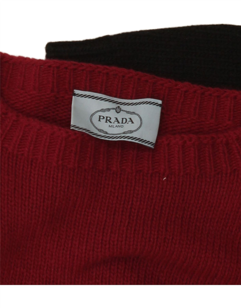 PRADA Womens Graphic Crew Neck Jumper Sweater IT 38 XS Red Colourblock Vintage Prada and Second-Hand Prada from Messina Hembry 