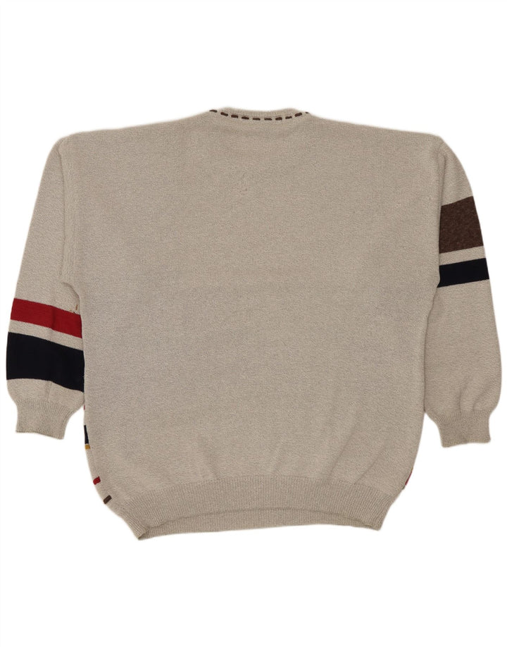 Conte Massimo Herre Crew Neck Jumper Sweater 2XL Grå Geometrisk Bomuld