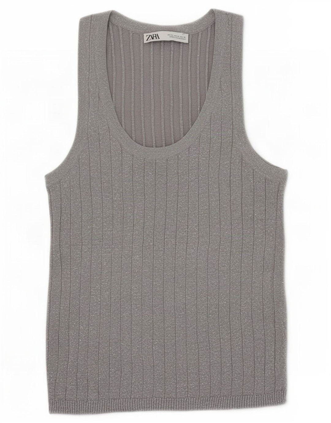 Zara Dame Vest Tank Top UK 12 Medium Grå