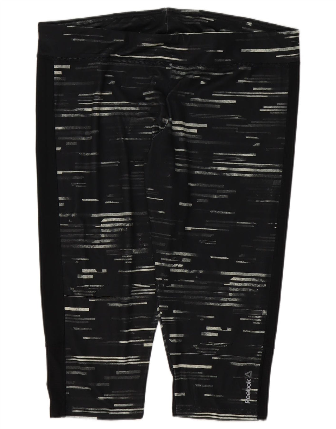 Reebok Dame Capri Leggings UK 24/26 2XL Sort Stribet Polyester