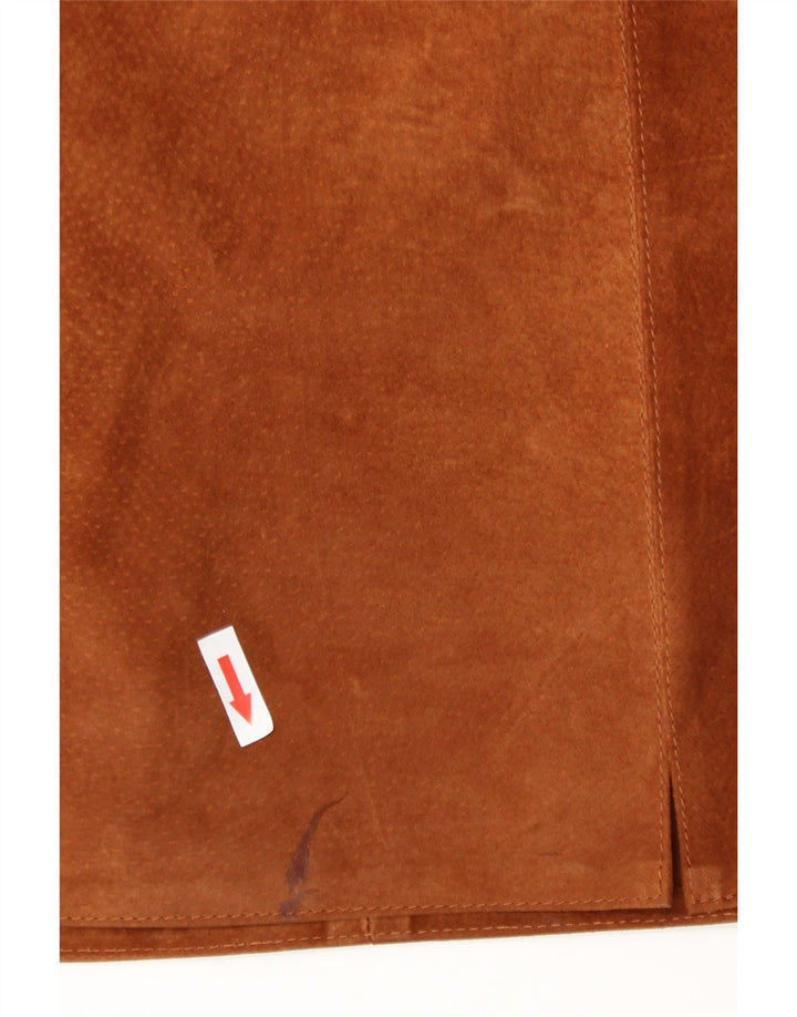 Vintage ruskindsnederdel til kvinder W28 medium brunt læder