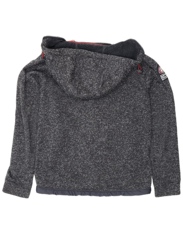 Superdry Hættetrøje med lynlås til mænd UK 14 Medium Navy Blue Flecked Polyester