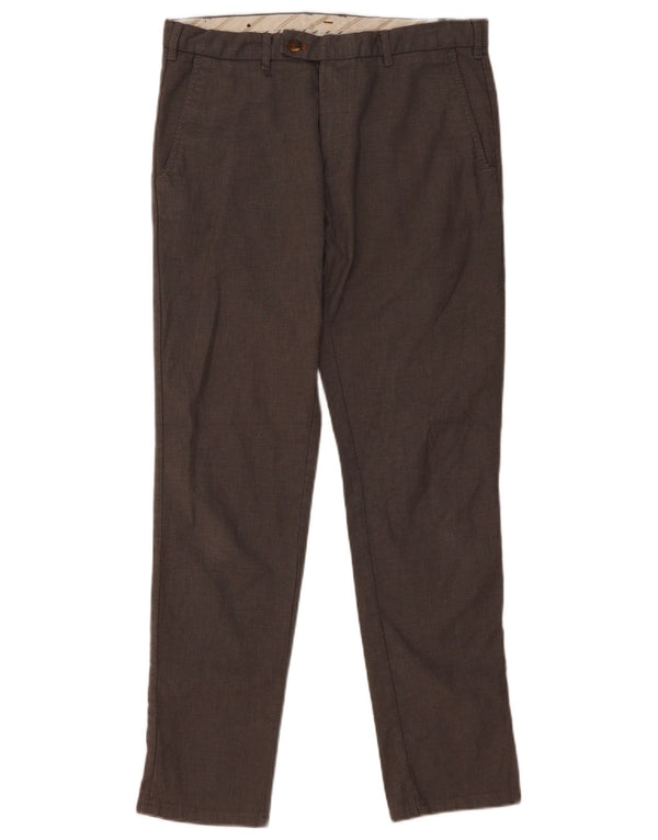 ZARA Herre Slim Suit Bukser EU 42 Large W32 L31 Grå Bomuld