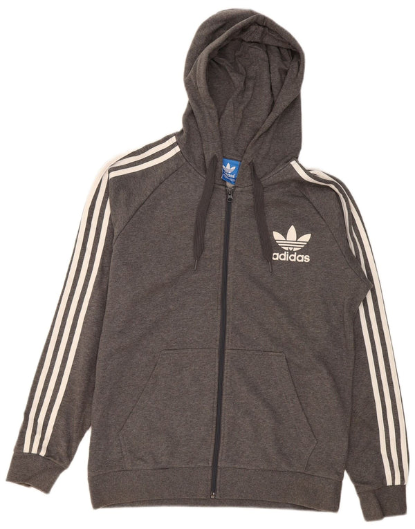 Adidas Herre grafisk hættetrøje med lynlås Stor grå bomuld