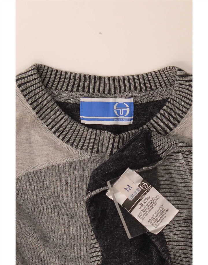 Sergio Tacchini Herre sweater med rund hals, mellemgrå farveblok