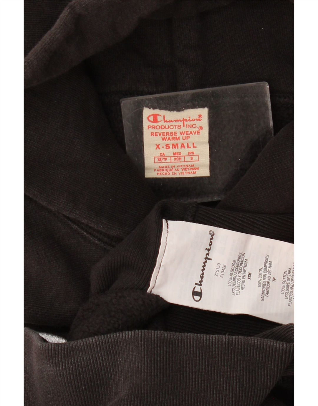 Champion Womens Reverse Weave Oversized grafisk hættetrøje Jumper UK 6 XS Sort