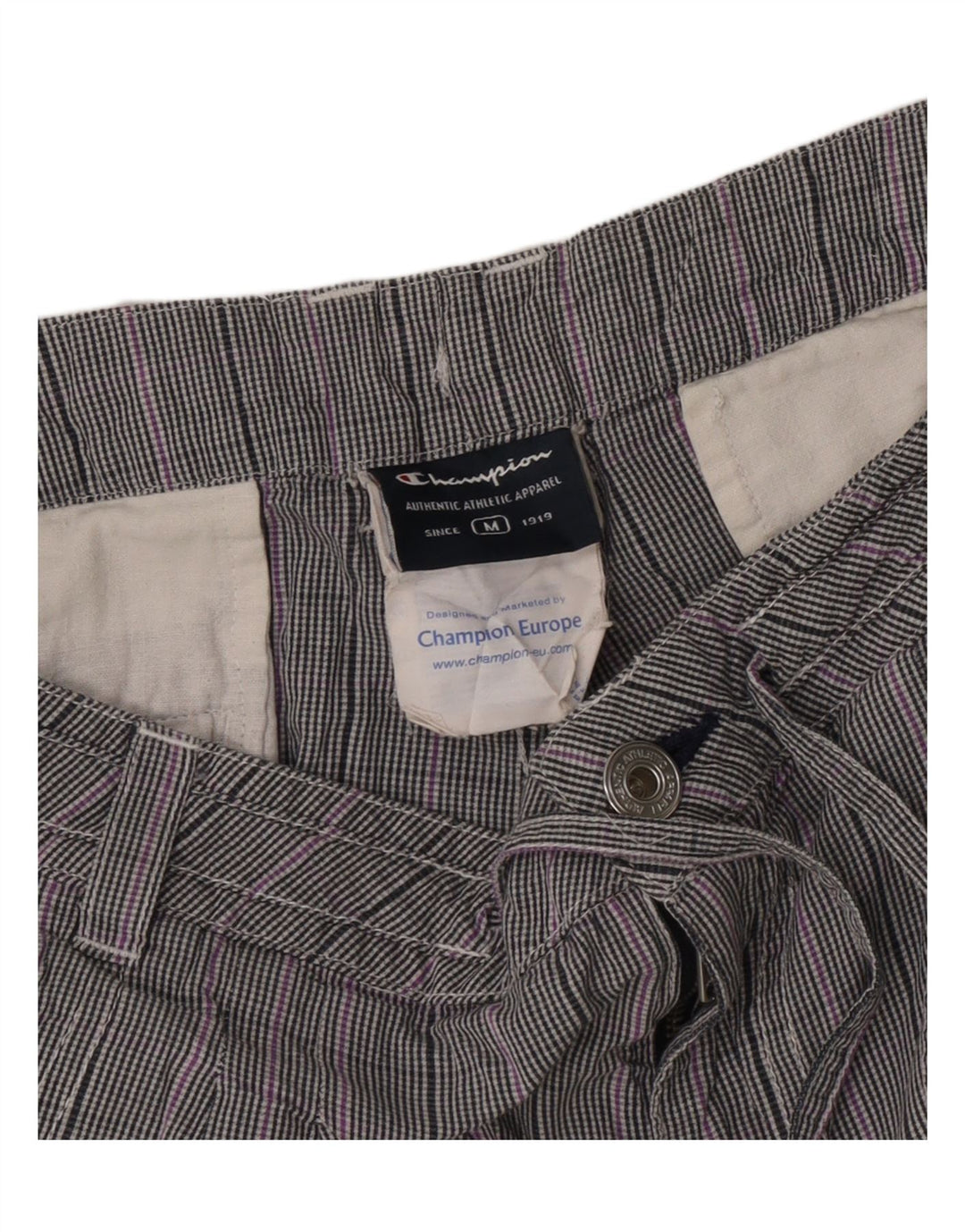 Champion Kvinder Casual Shorts Medium W30 Grå ternet bomuld