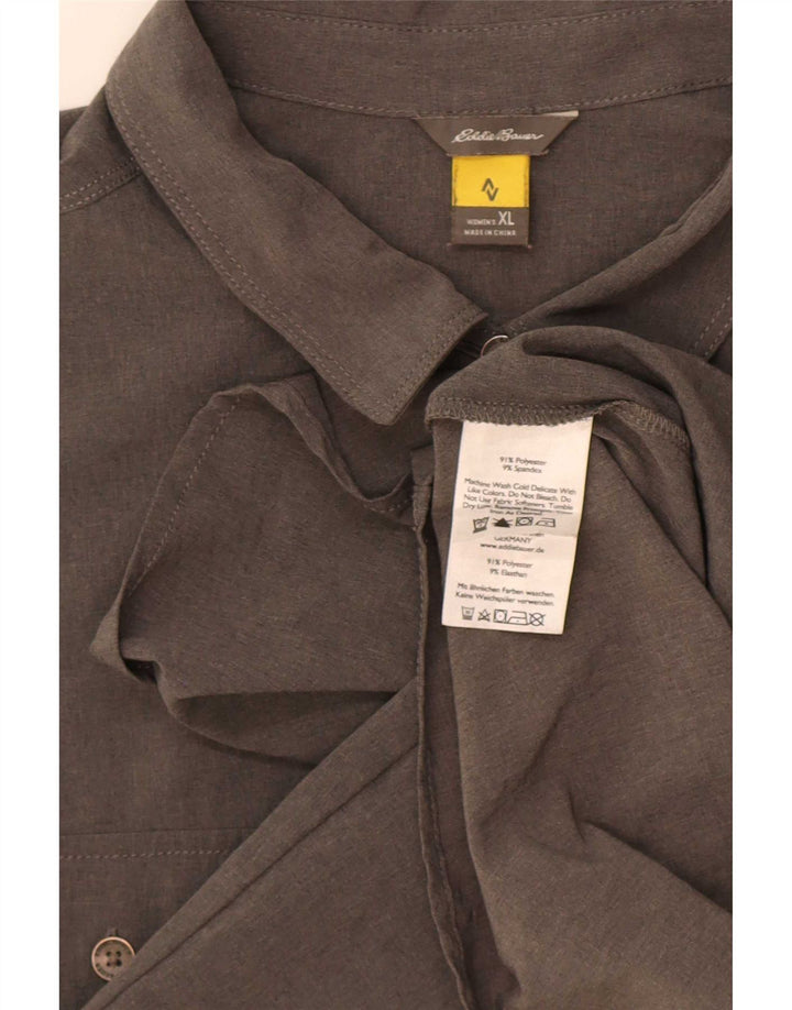 Eddie Bauer Dame Ærmeløs Pullover Skjortekjole UK 18 XL Grå Polyester