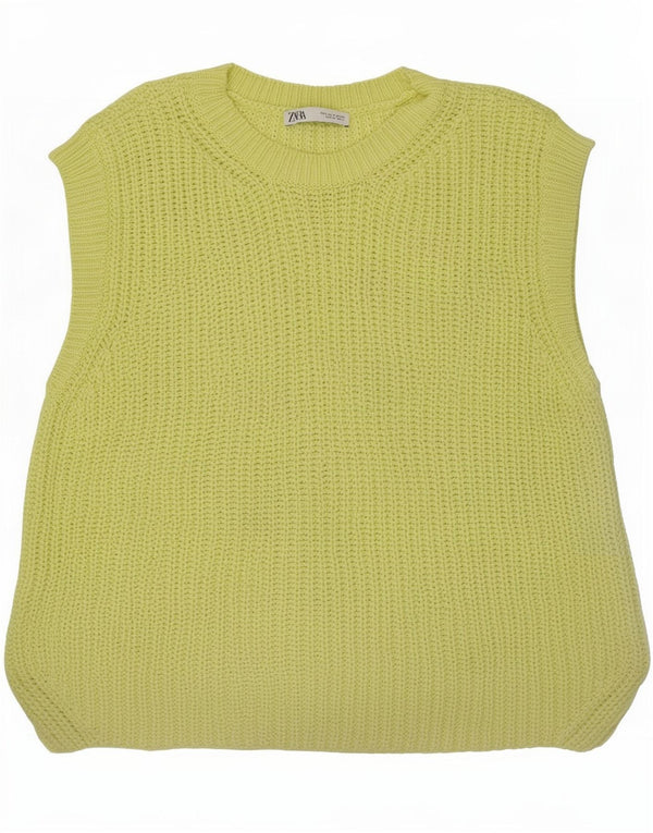 Zara Dame Oversized Vest Tank Top UK 10 Lille Gul Bomuld