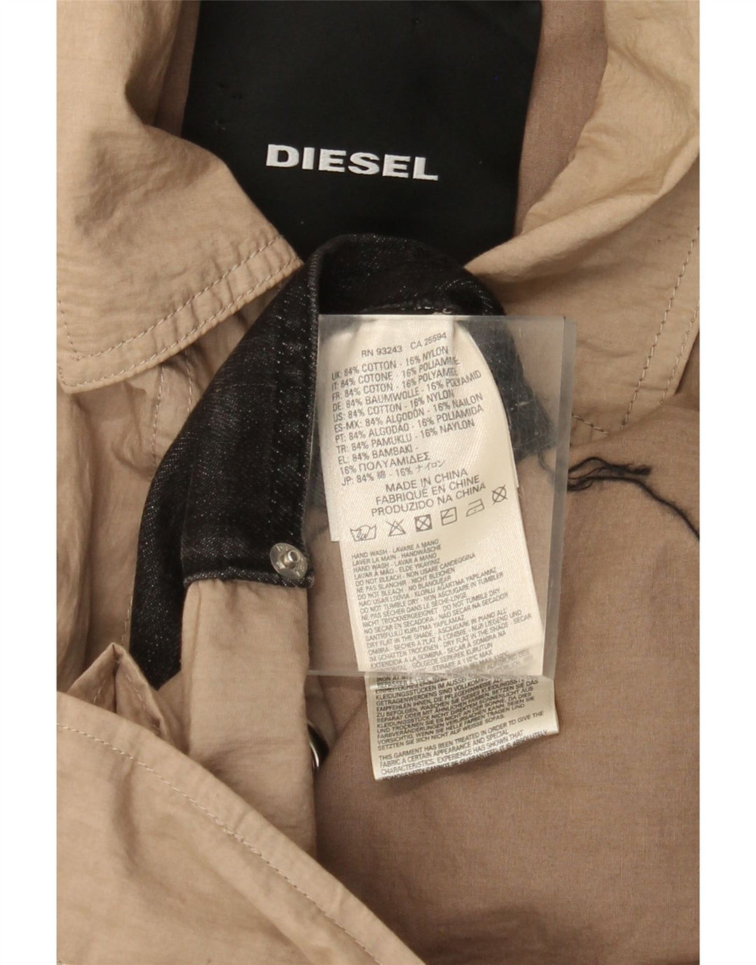 Diesel Dame Trench Coat UK 40 Stor Beige Bomuld