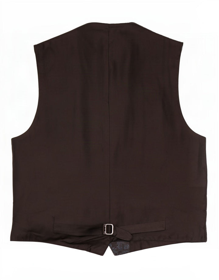 Vintage herre grafisk vest, stor sort polyester
