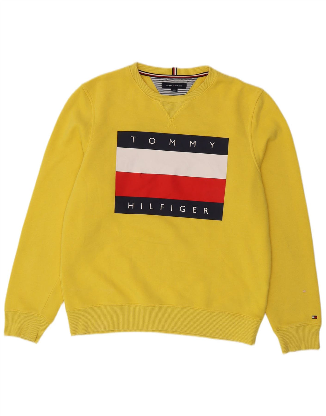 Tommy Hilfiger Herre Grafisk Sweatshirt Jumper Medium Gul Bomuld