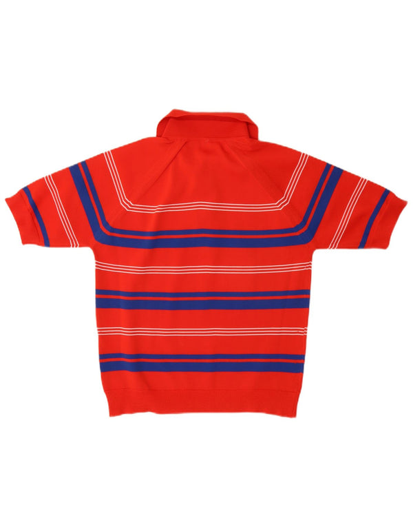 Vintage Dame Polo Neck Jumper Sweater UK 14 Medium Rød Stribet