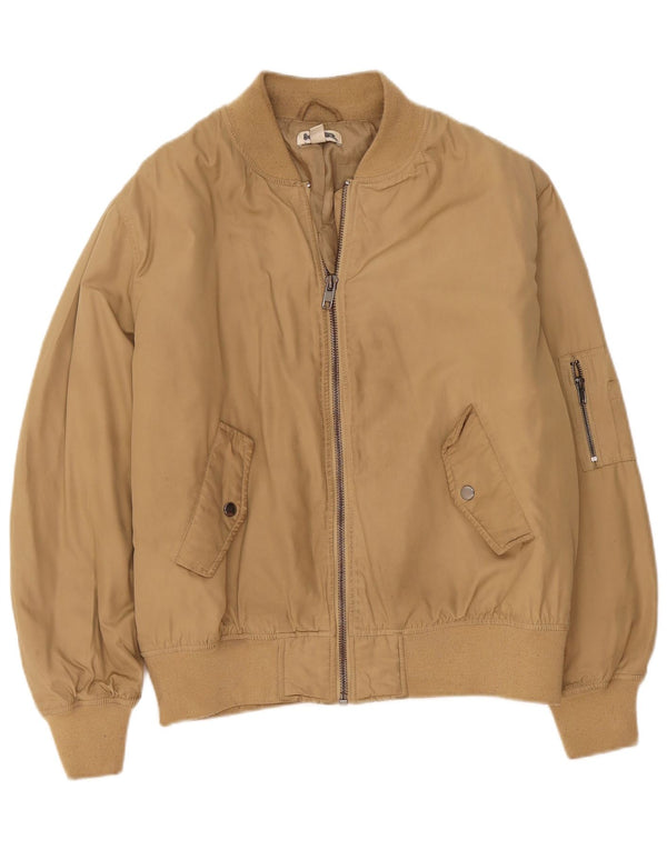 Topshop Dame Oversized Bomber Jacket UK 12 Medium Beige Polyester