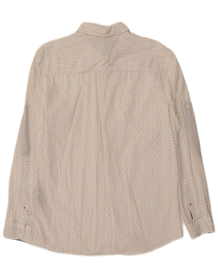 JACK & JONES Mens Shirt Large White Flecked Cotton