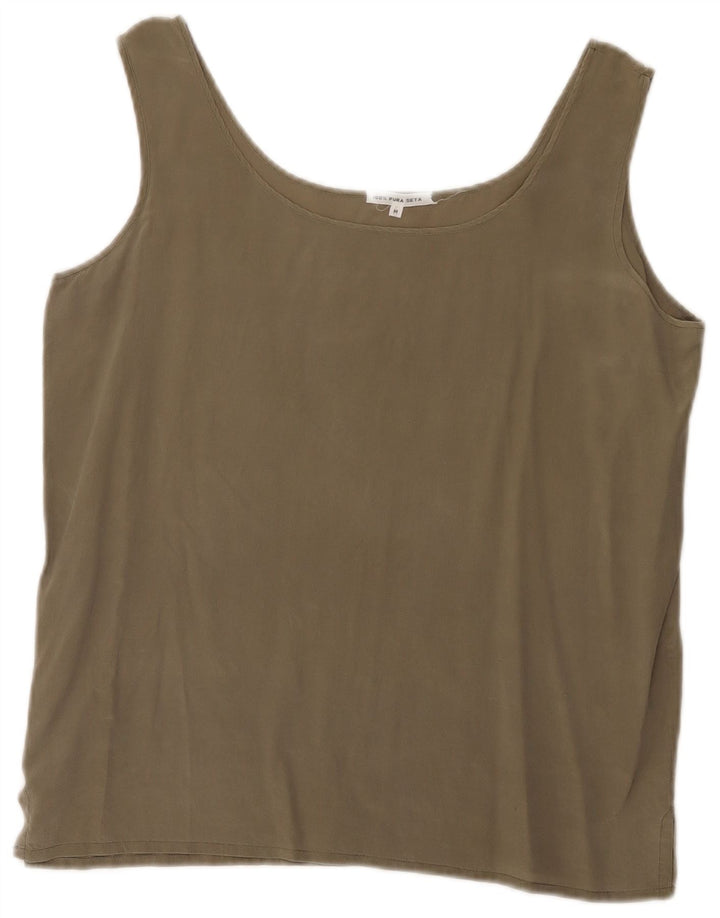 Vintage Dame Cami Top UK 14 Medium Khaki Silk