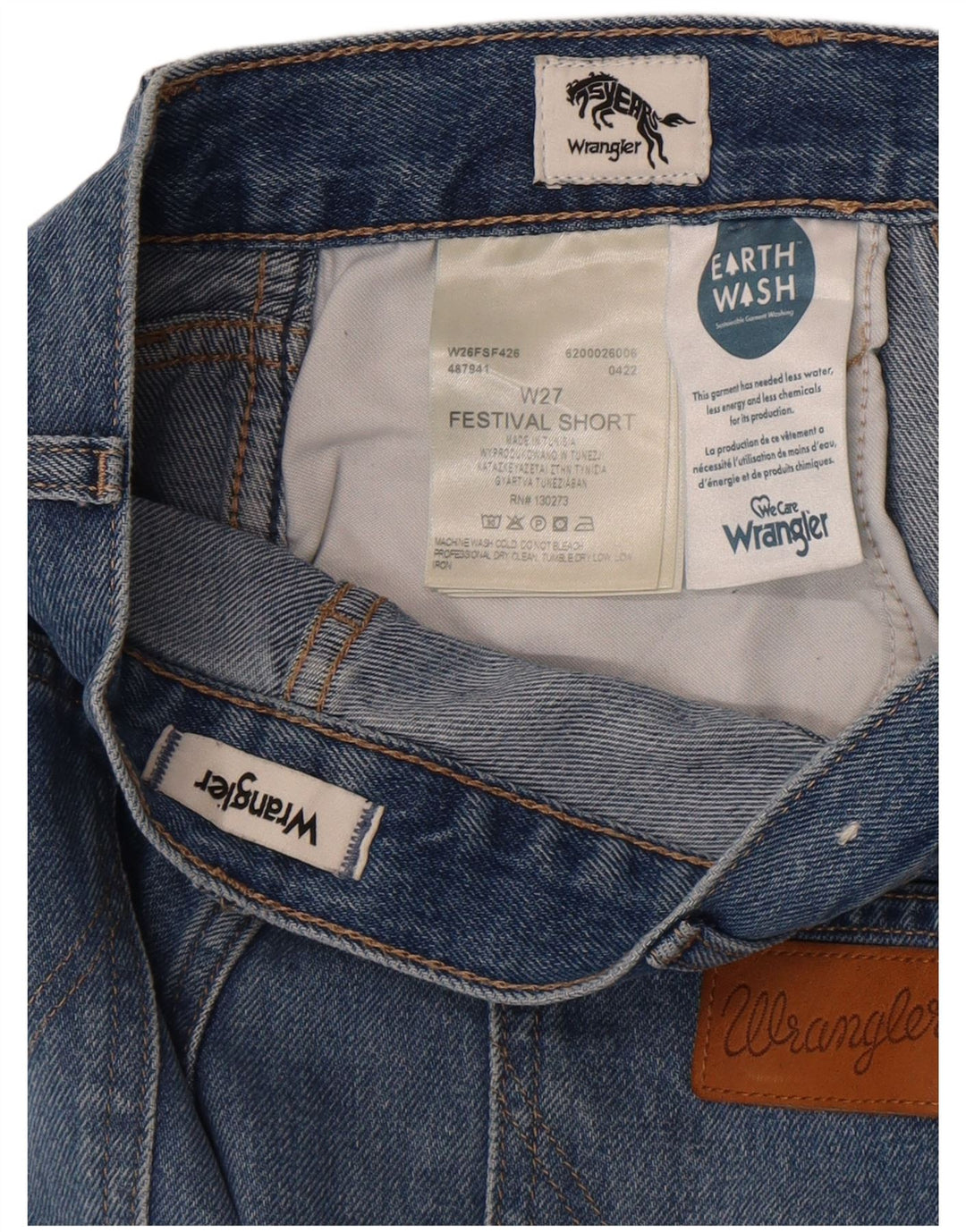 Wrangler Indigo denimshorts til kvinder W27 Små blå bomuld