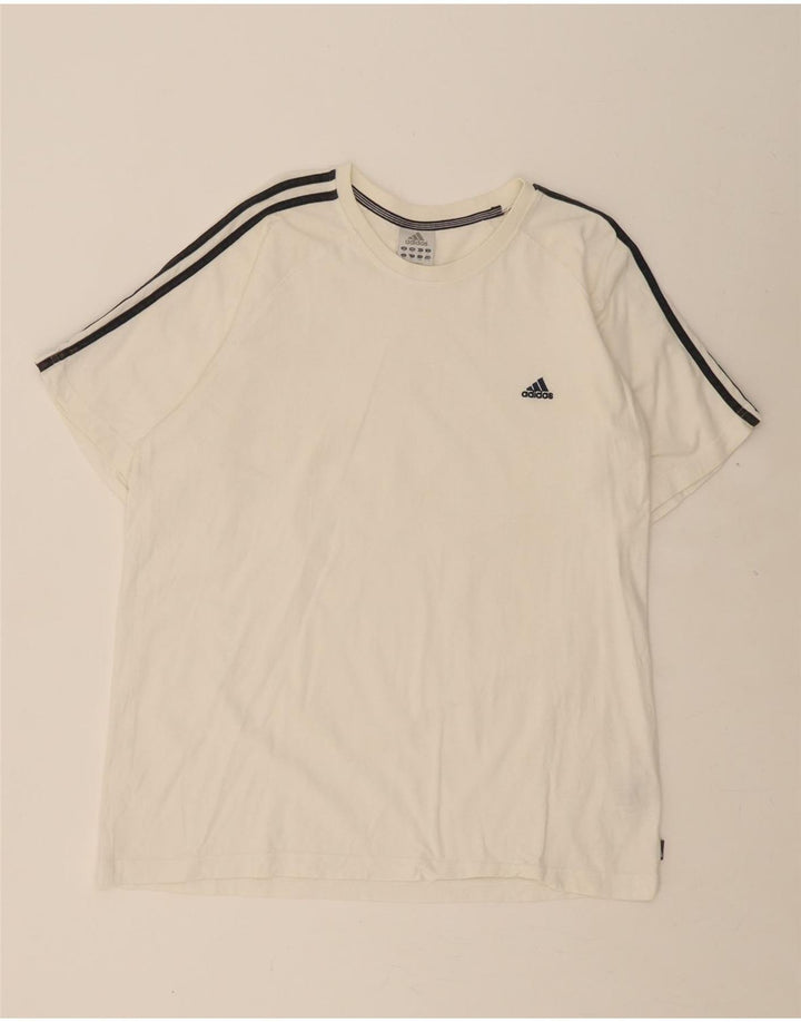 ADIDAS Mens T-Shirt Top XL White Cotton Vintage Adidas and Second-Hand Adidas from Messina Hembry 