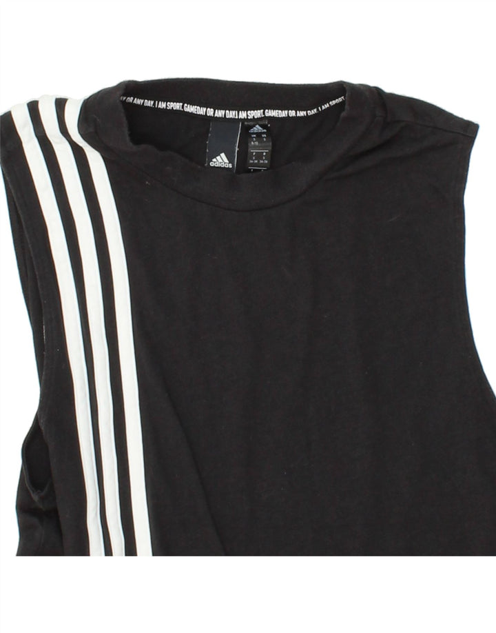 ADIDAS Womens Vest Top UK 8/10 Small Black Polyester Vintage Adidas and Second-Hand Adidas from Messina Hembry 