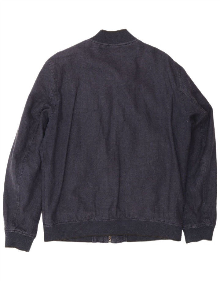 Ted Baker Bomberjakke til mænd str. 4 Large Navy Blue Linen