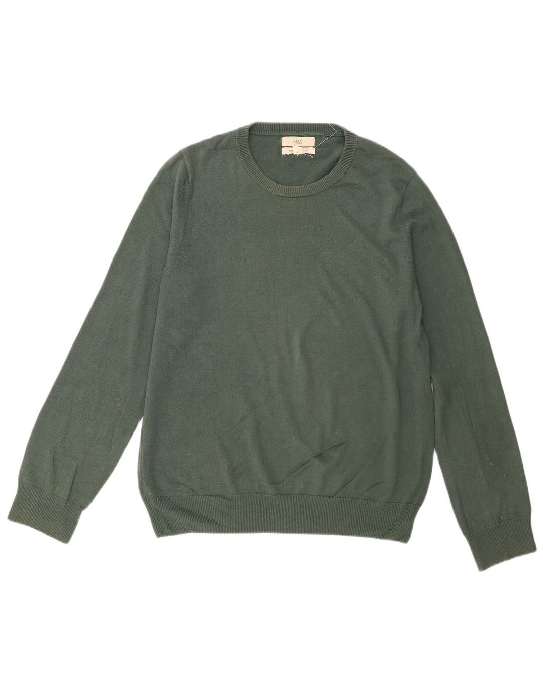 Marks & Spencer Herre sweater med rund hals, lille grøn bomuld