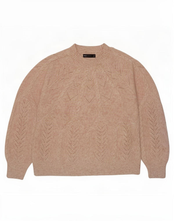 Marks & Spencer Womens Crew Neck Jumper Sweater UK 12 Medium Pink Flecked