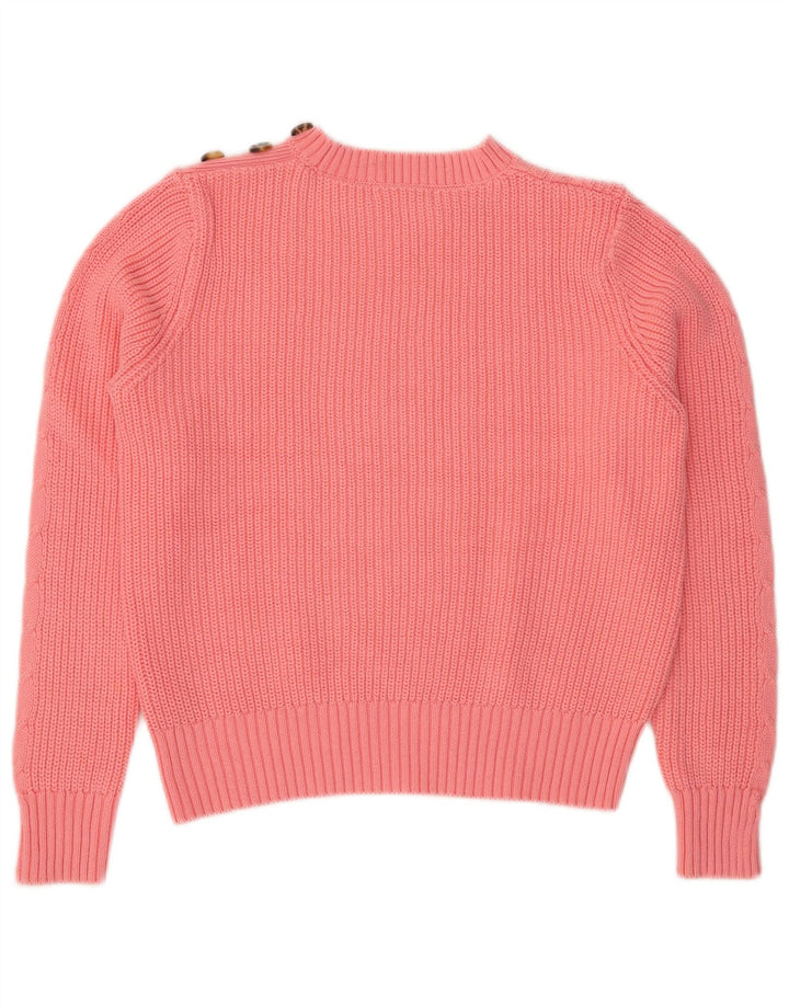 Marks & Spencer Dame Crop Crew Neck Jumper Sweater UK 14 Medium Pink