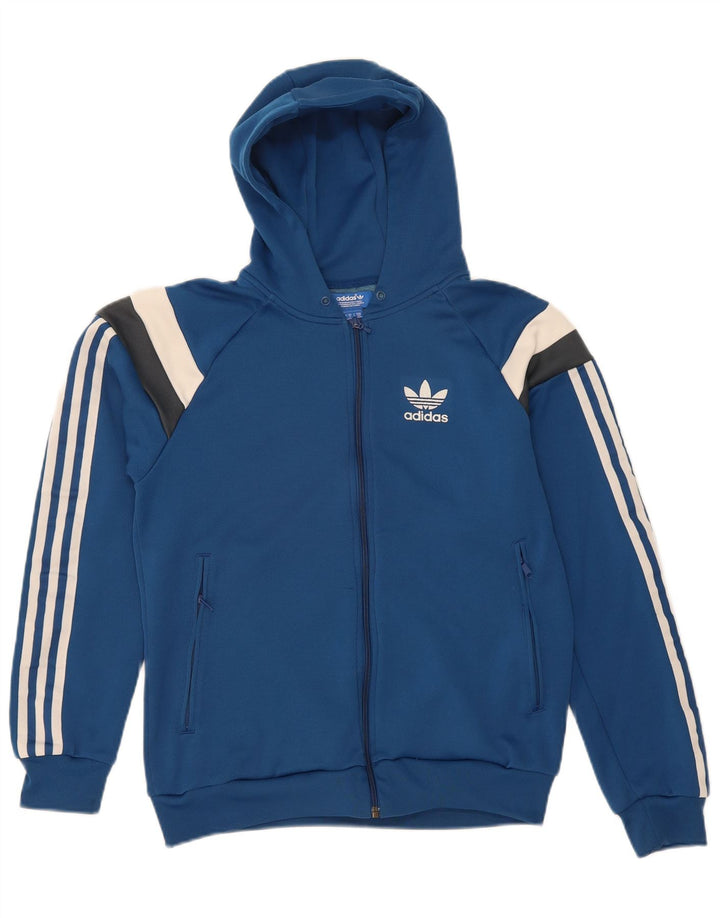 ADIDAS Mens Graphic Zip Hoodie Sweater Small Blue Polyester
