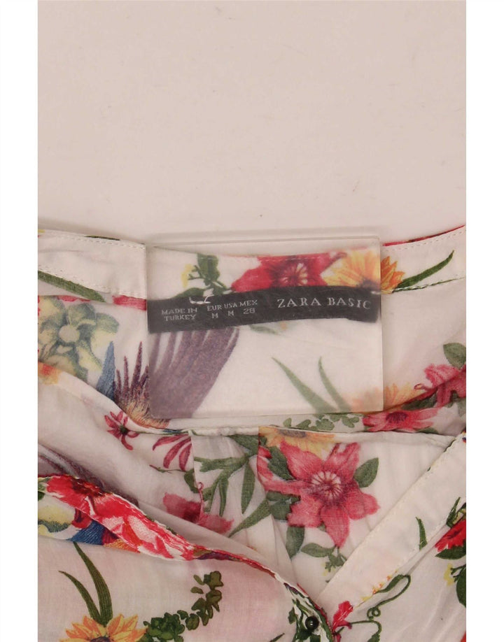 Zara Dame 3/4 ærmet bluse Top UK 12 Medium Multicolored Floral