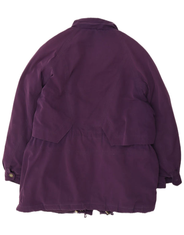 Vintage oversize polstret frakke til kvinder EU 46 XL lilla polyester