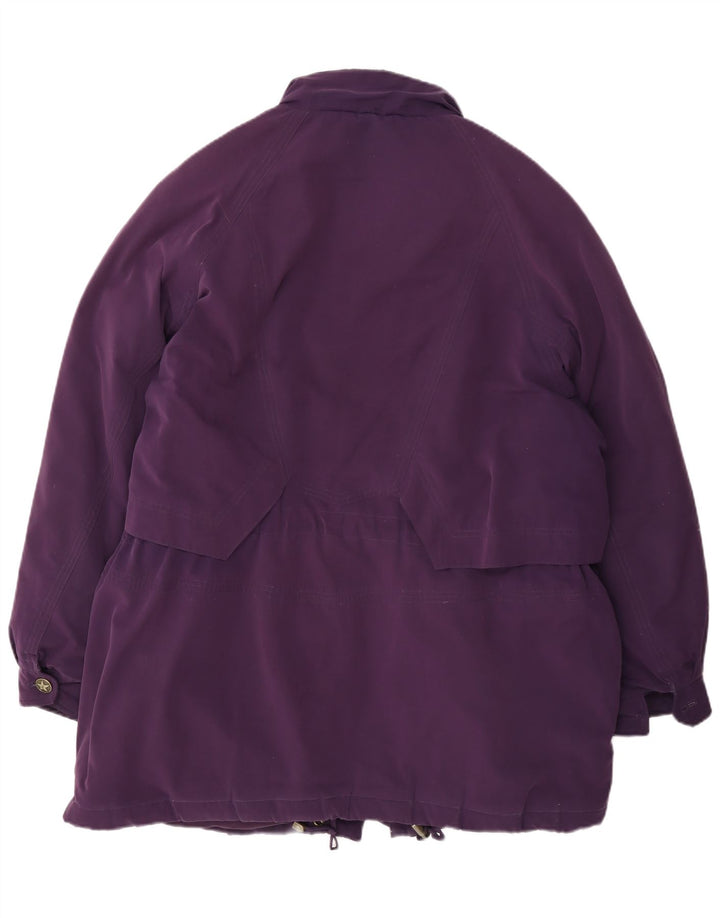 Vintage oversize polstret frakke til kvinder EU 46 XL lilla polyester
