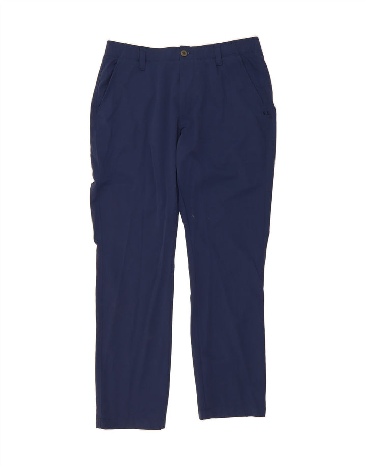 UNDER ARMOUR Mens Straight Chino Trousers W36 L32 Navy Blue Polyester Vintage Under Armour and Second-Hand Under Armour from Messina Hembry 