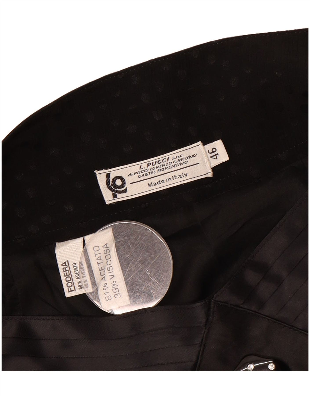 L.PUCCI Womens Straight Skirt IT 46 Large W30  Black Spotted Acetate