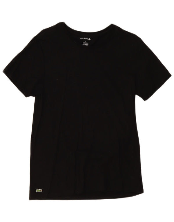 Lacoste Dame T-Shirt Top UK 14 Medium Sort Bomuld