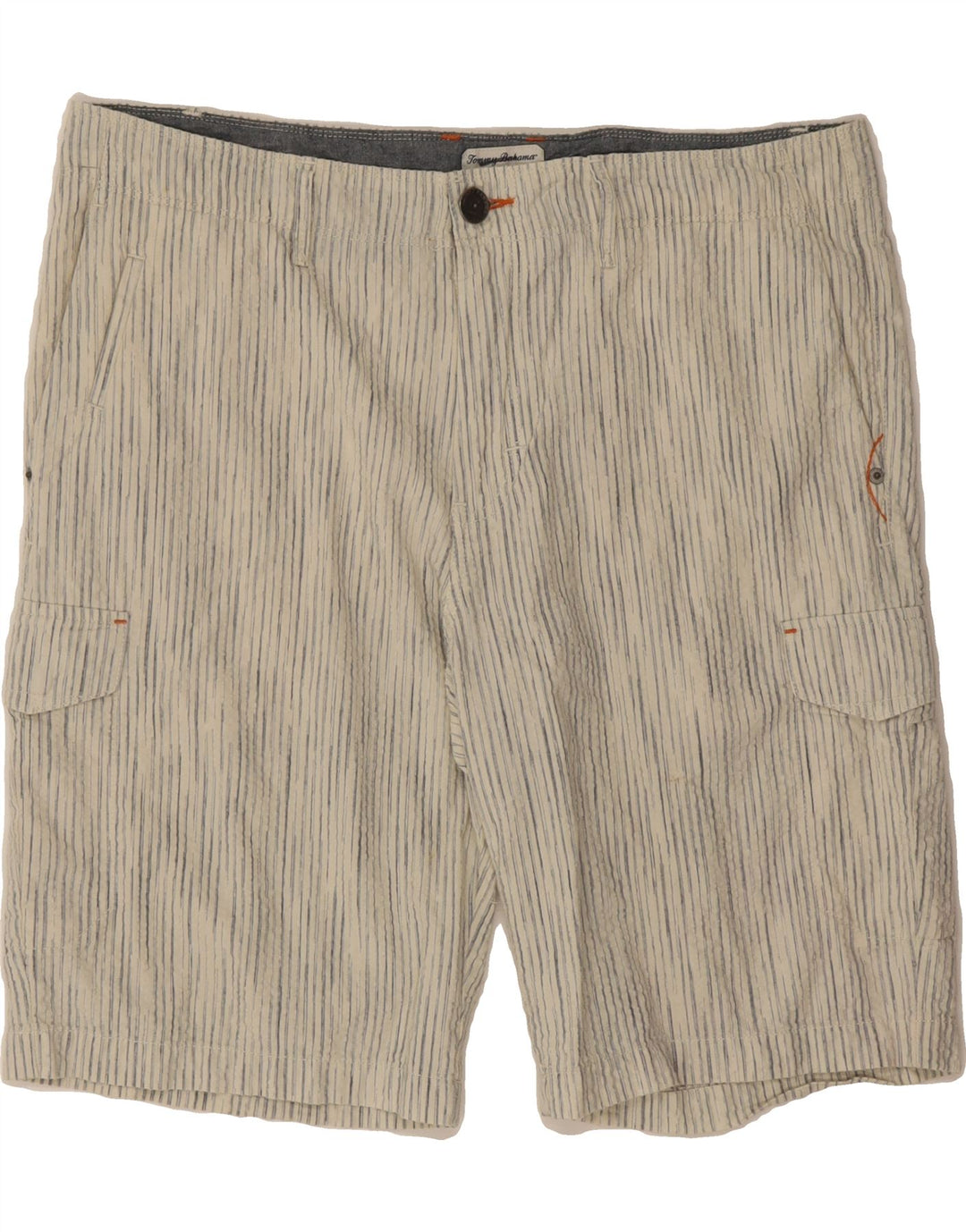 TOMMY BAHAMA Mens Cargo Shorts W36 Large  Grey Striped Cotton Vintage Tommy Bahama and Second-Hand Tommy Bahama from Messina Hembry 