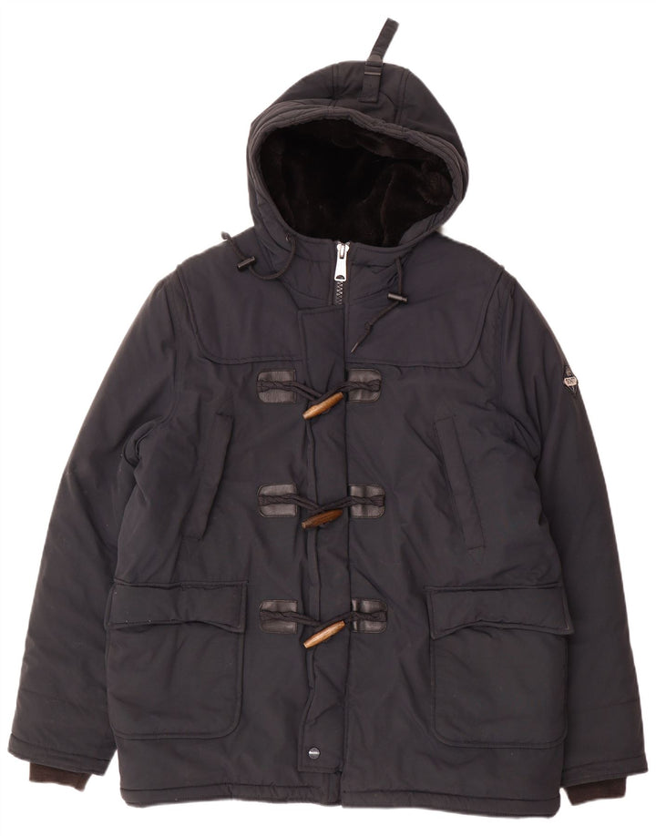 Schott Herre Hooded Duffle Jacket UK 40 Large Navy Blue