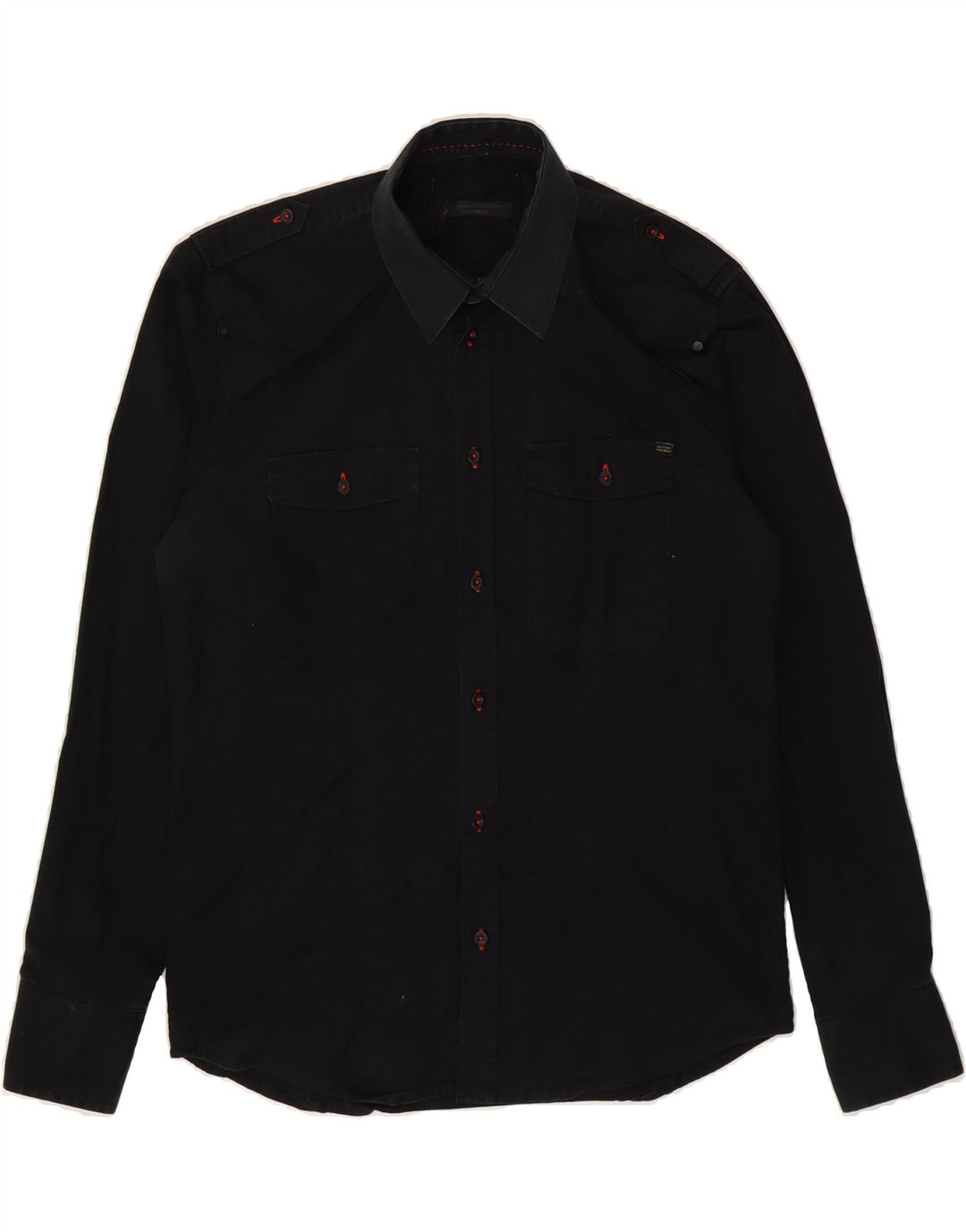 JACK & JONES Mens Premium Shirt Large Navy Blue Cotton Vintage Jack & Jones and Second-Hand Jack & Jones from Messina Hembry 