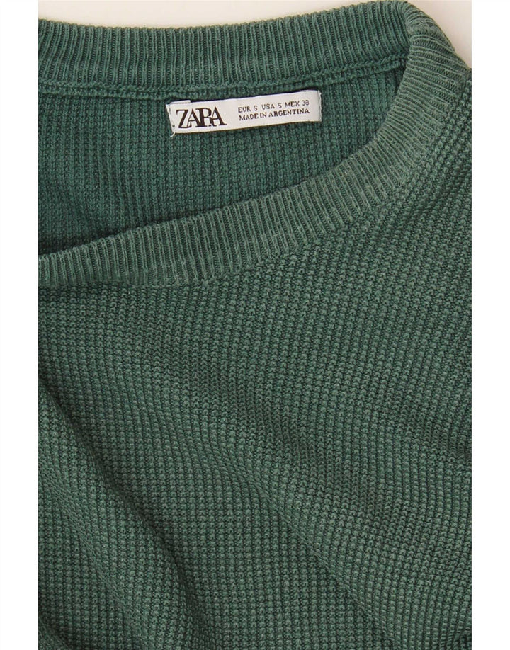 Zara Herre Loose Fit Jumper Sweater med rund hals lille grøn