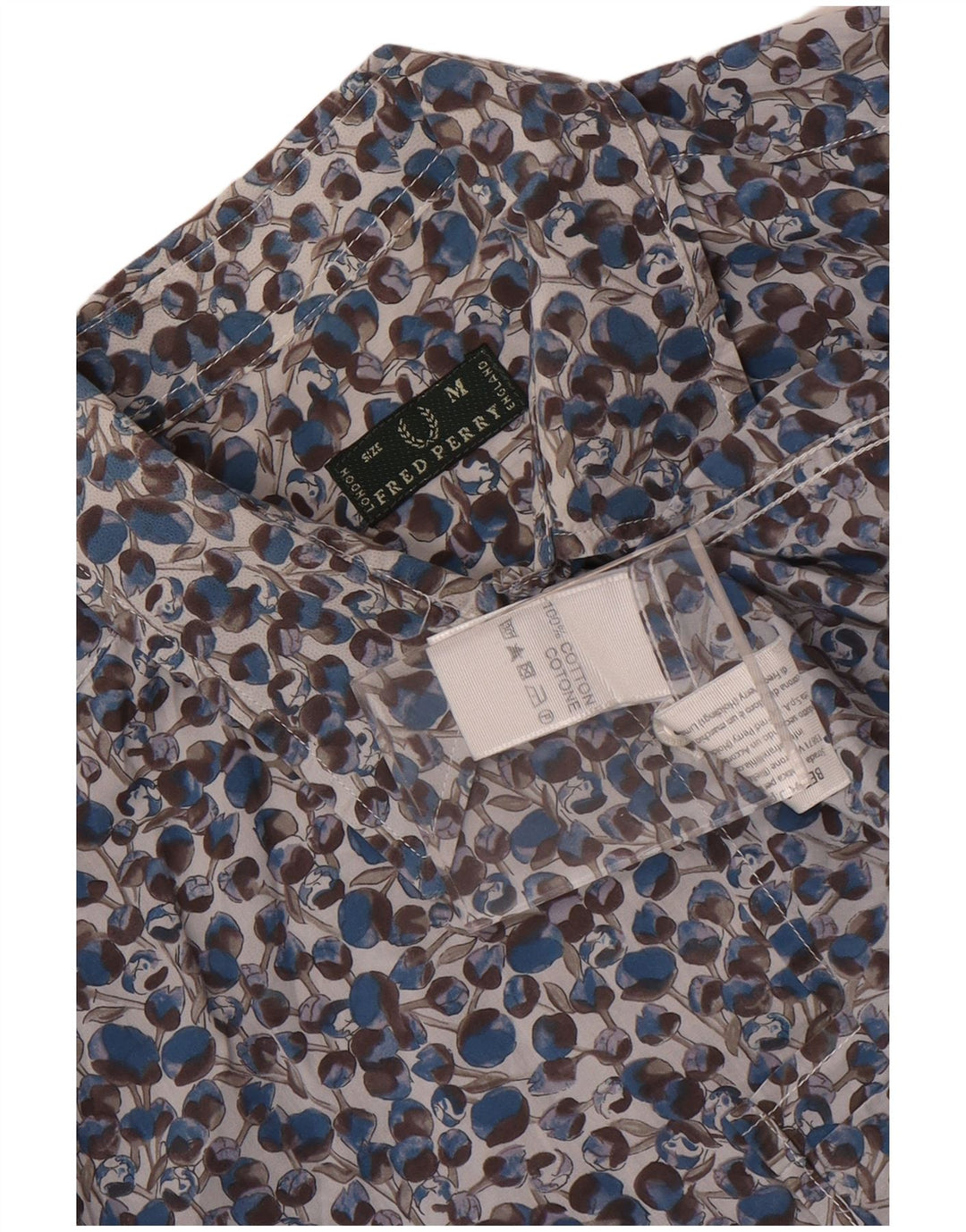 Fred Perry Dameskjorte UK 14 Medium Blue Floral Cotton