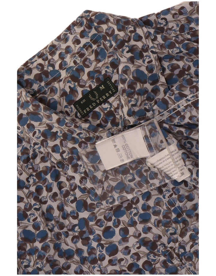 Fred Perry Dameskjorte UK 14 Medium Blue Floral Cotton