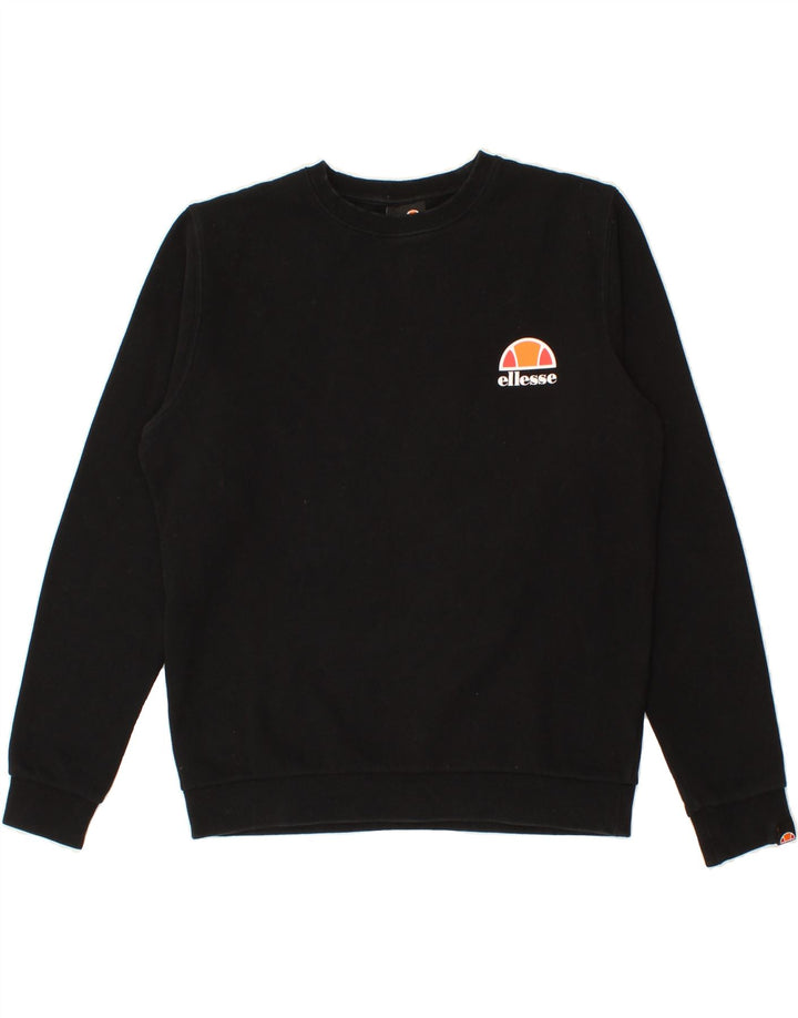 ELLESSE Womens Oversized Sweatshirt Jumper UK 10 Small Black Cotton Vintage Ellesse and Second-Hand Ellesse from Messina Hembry 