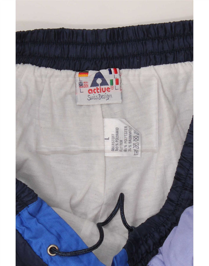 Aktiv træningsdragt til mænd Joggers Large Navy Blue Colourblock