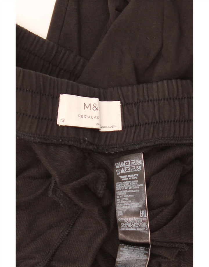 Marks & Spencer Womens Regular Tracksuit Trousers UK 8 Small Black Bomuld