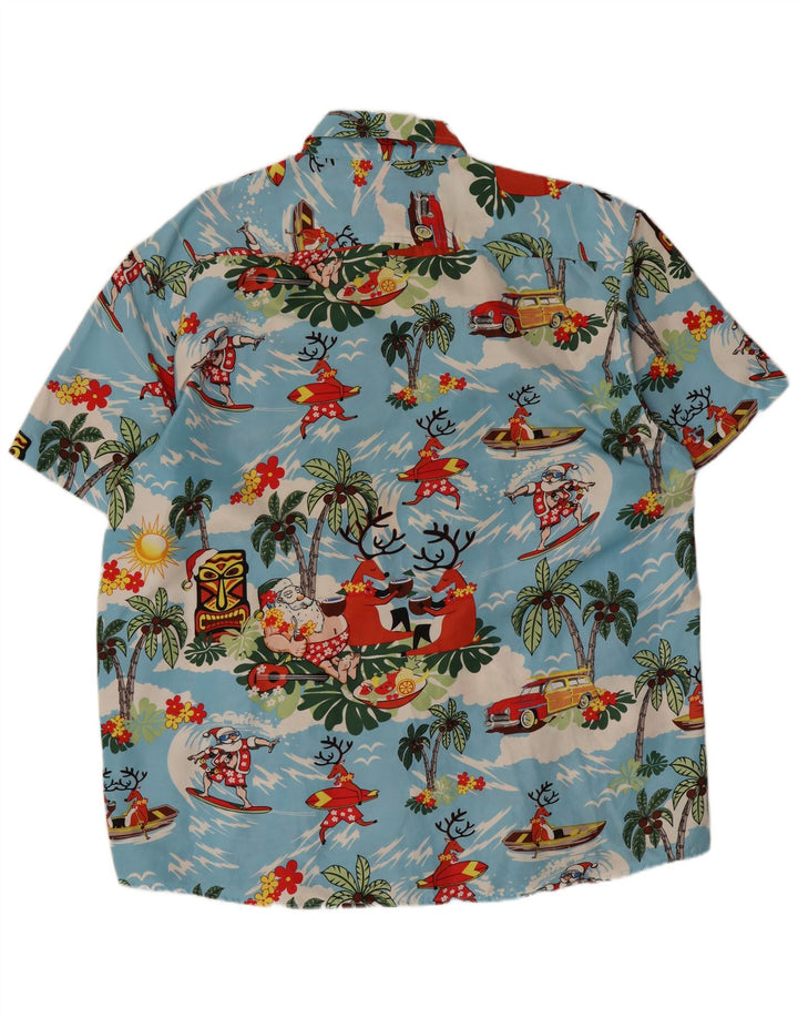 Lowes Herre Hawaii kortærmet skjorte Stor blå polyester