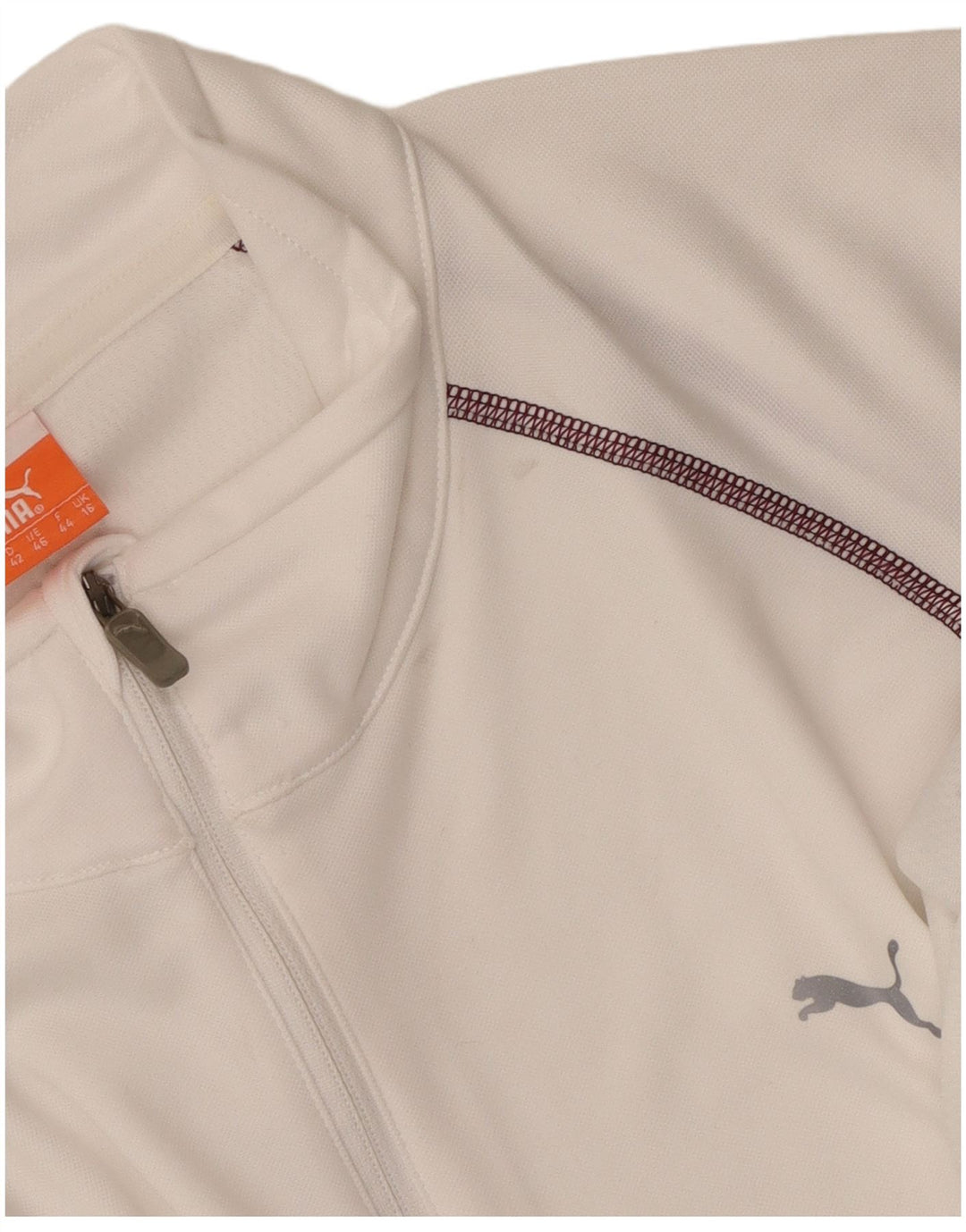 Puma Womens Zip Neck Pullover Træningsdragt Top UK 16 Large White Polyester