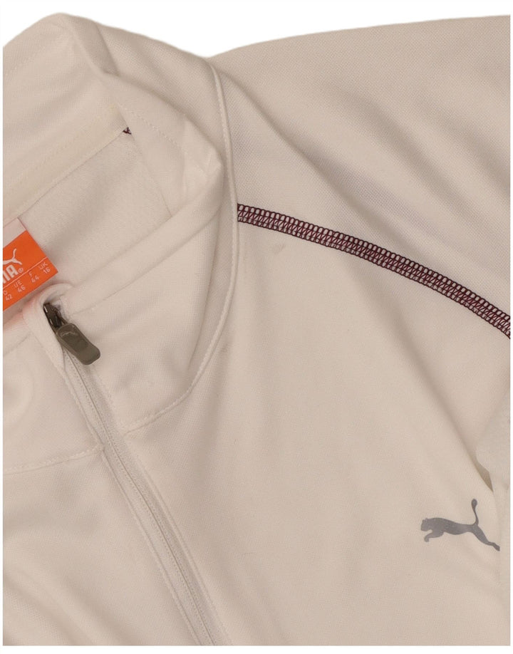 Puma Womens Zip Neck Pullover Træningsdragt Top UK 16 Large White Polyester