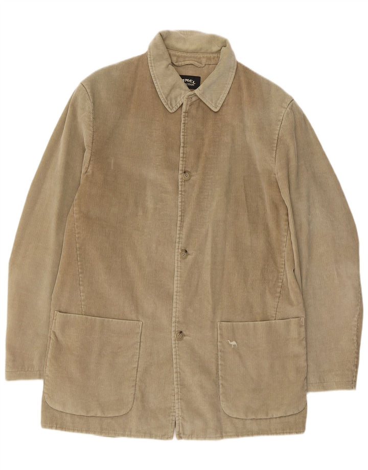 Camel Herre Corduroy-jakke EU 50 Stor Beige Bomuld