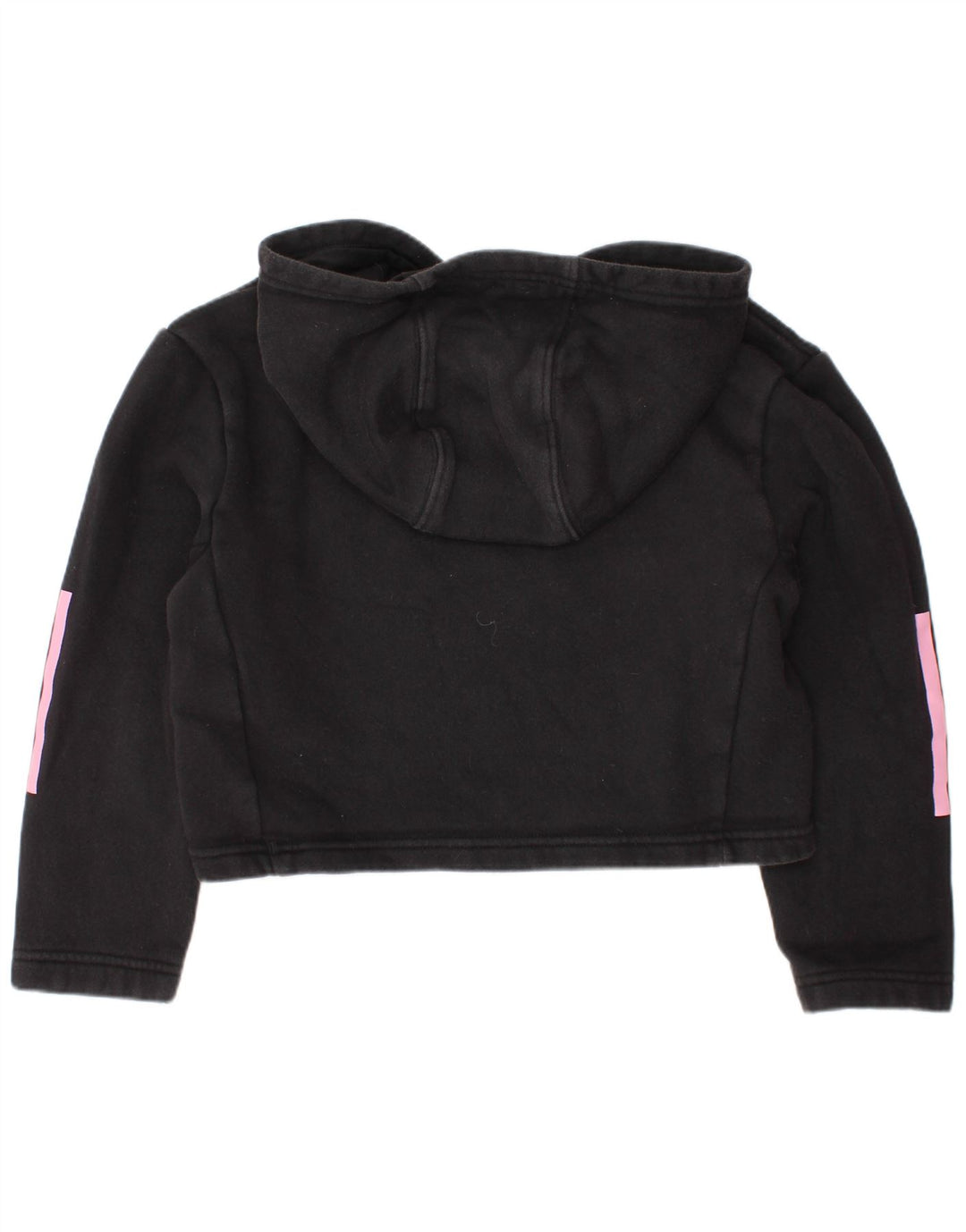 ADIDAS Pige Crop Hoodie Jumper 7-8 år Sort Bomuld